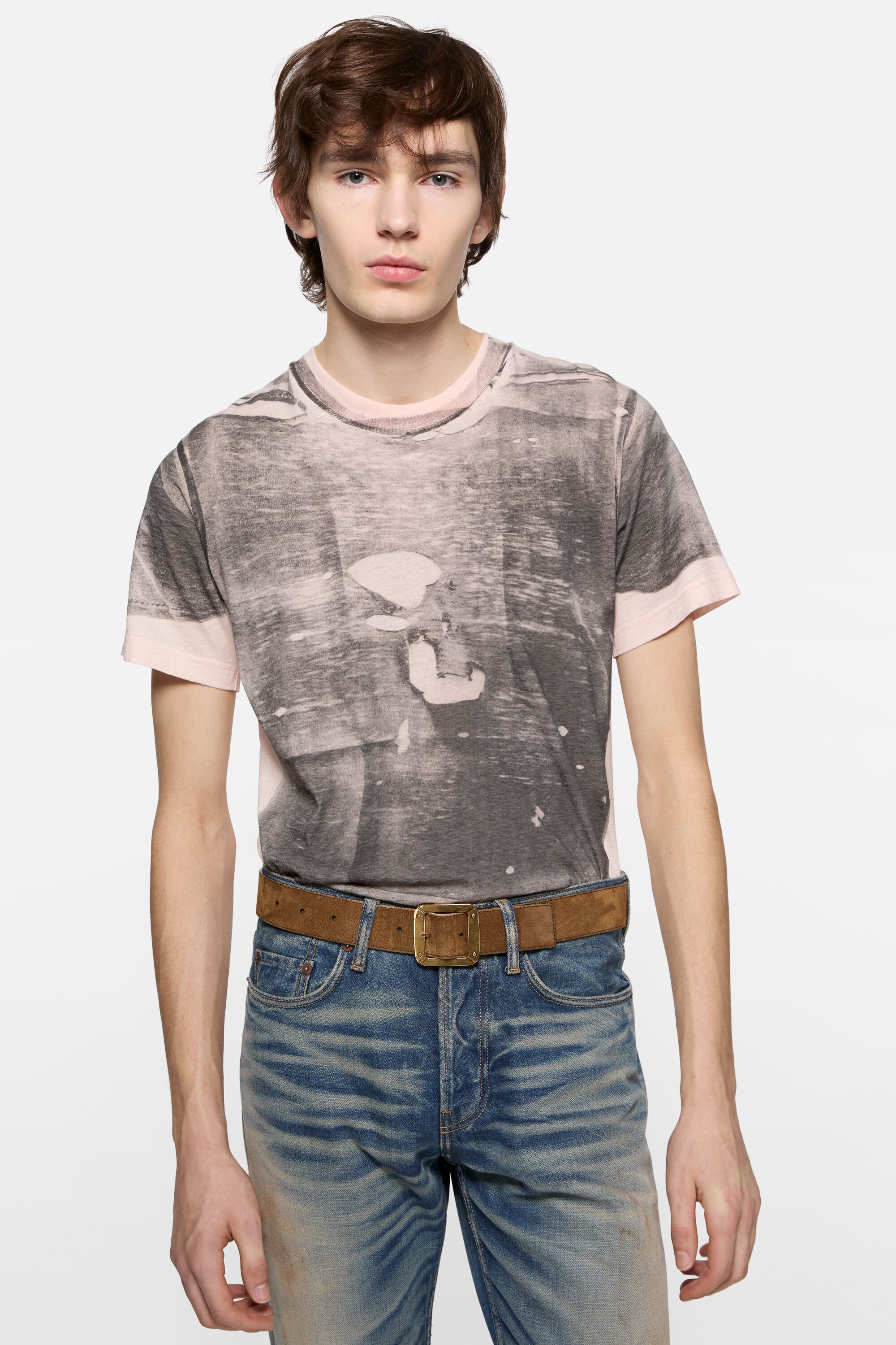 Acne Studios - トロンプルイユTシャツ - ピンク/グレー