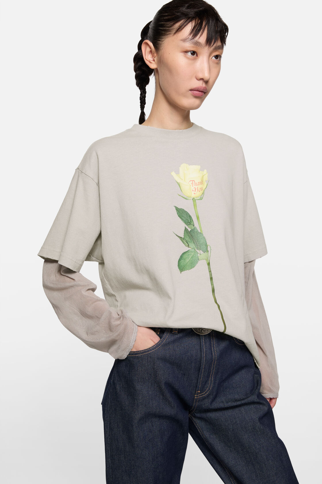 Layered graphic t-shirt, Light grey, 2000x