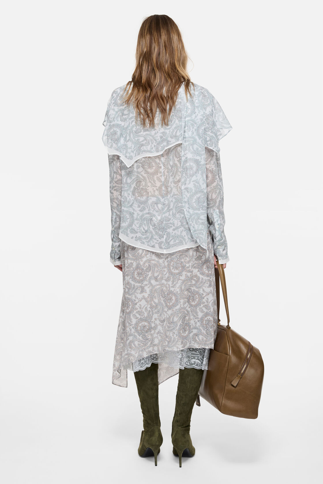 Silk paisley blouse, Light blue/beige, 2000x