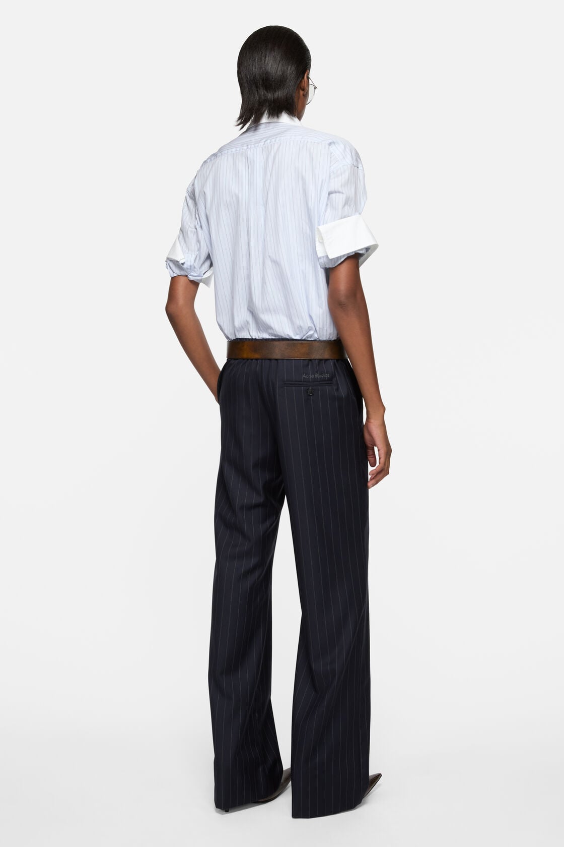 Pinstripe button-up shirt, White/blue, 2000x
