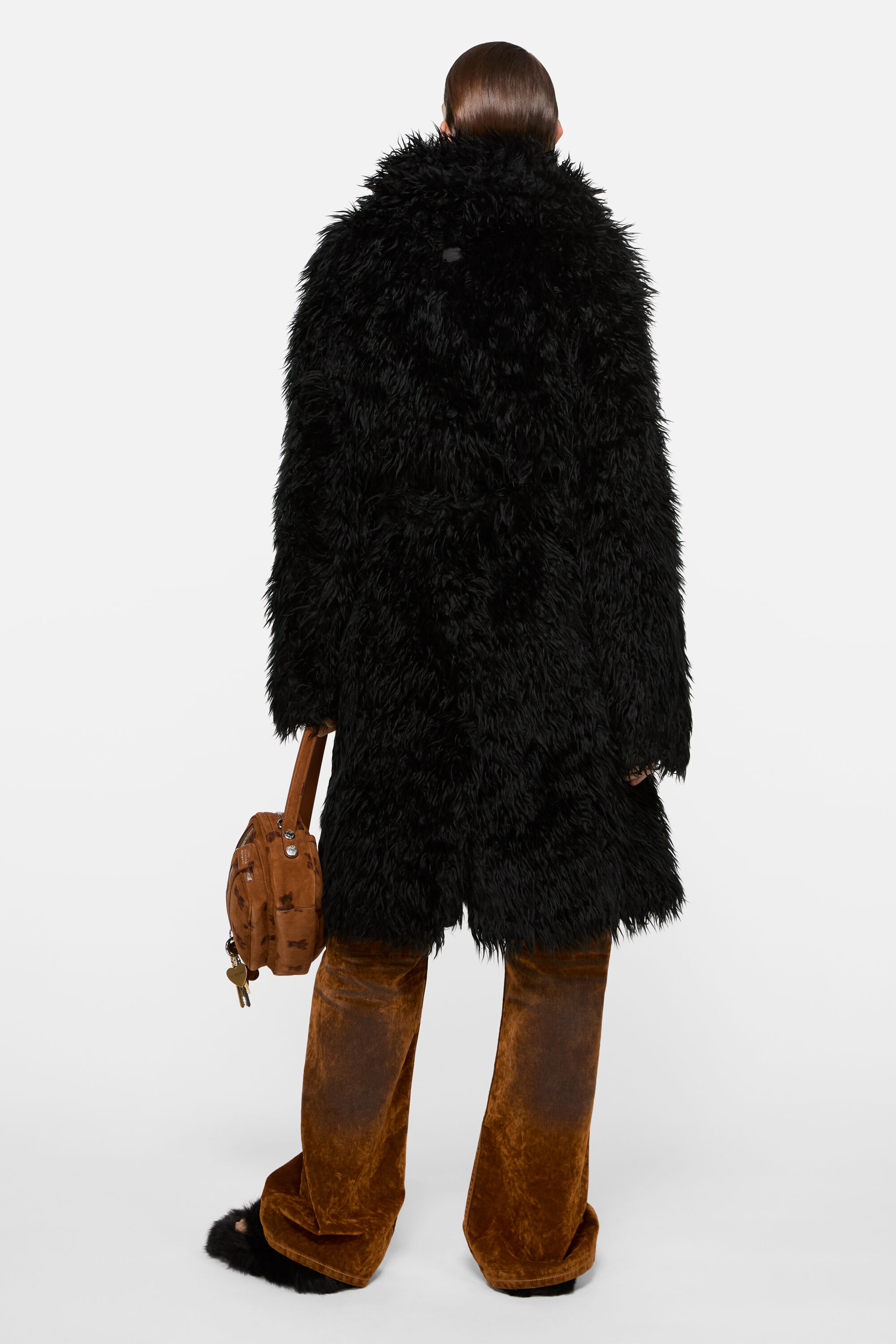 Acne Studios - フェイクファーベルト付きコート - ブラック