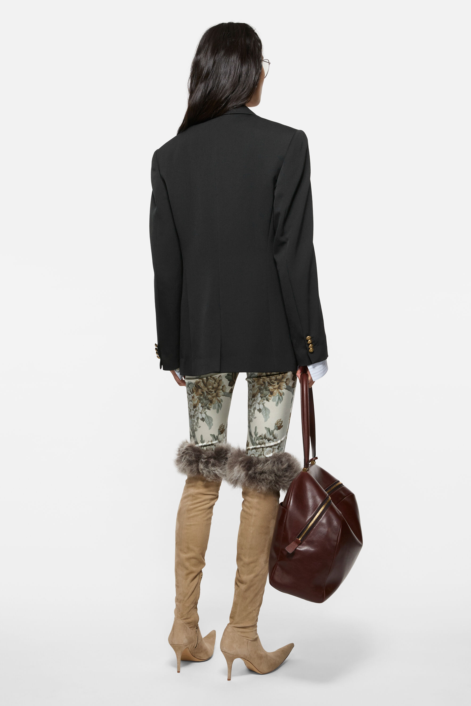Acne Studios ジャケット ネイビー/ブラウン Acne Studios - レイヤードウールスーツジャケット - ネイビーブルー
