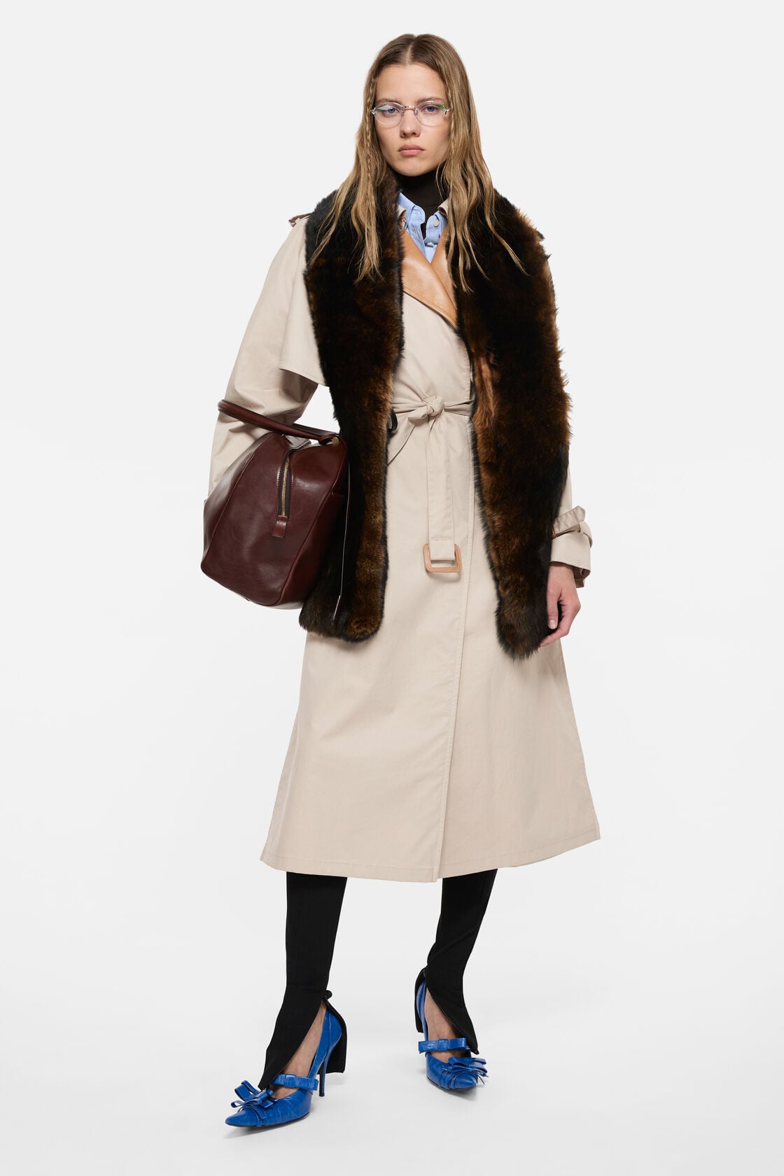 Layered trench coat, Light beige, 2000x