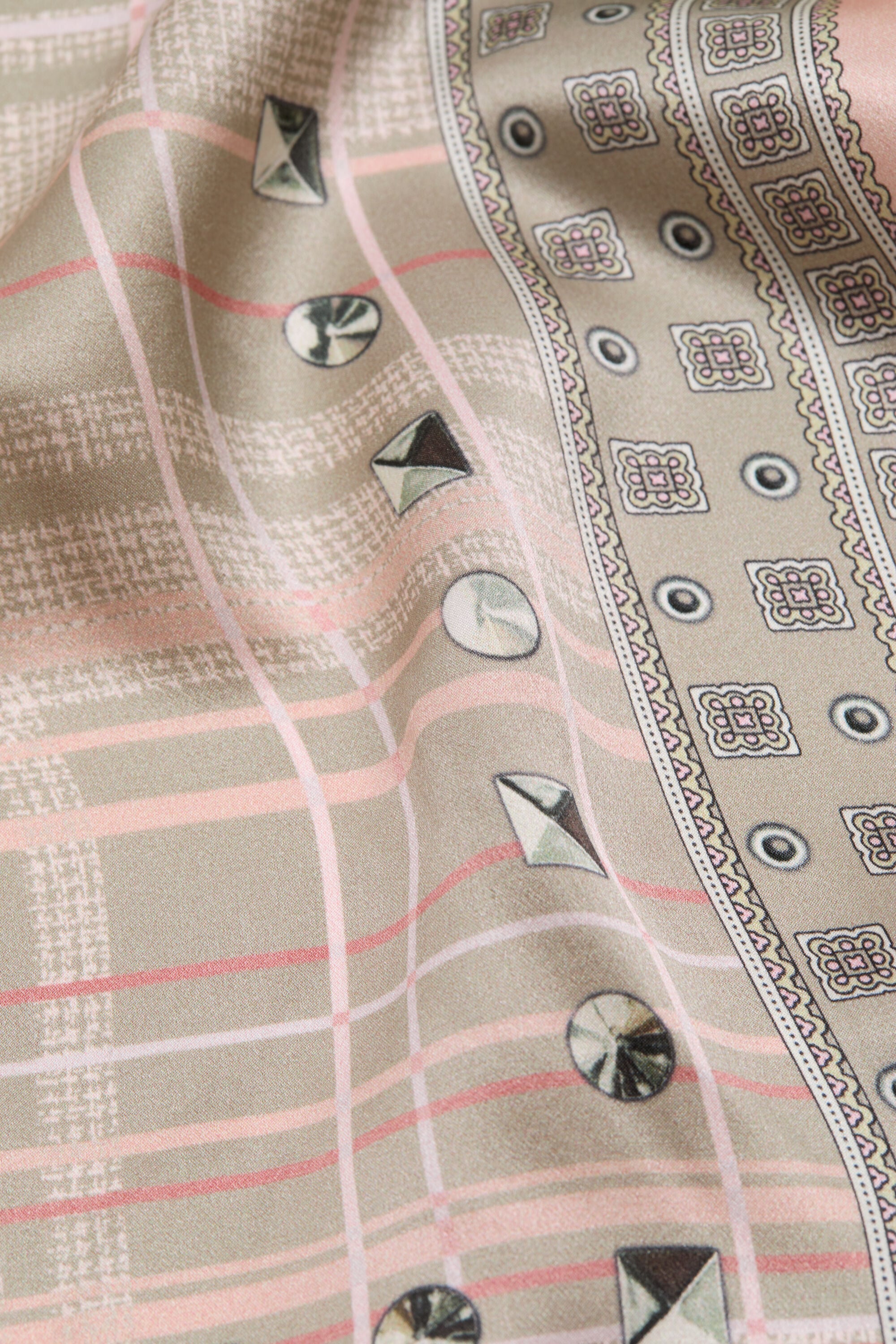Acne Studios - チェック柄シルクスカーフ - ピンク/トープ