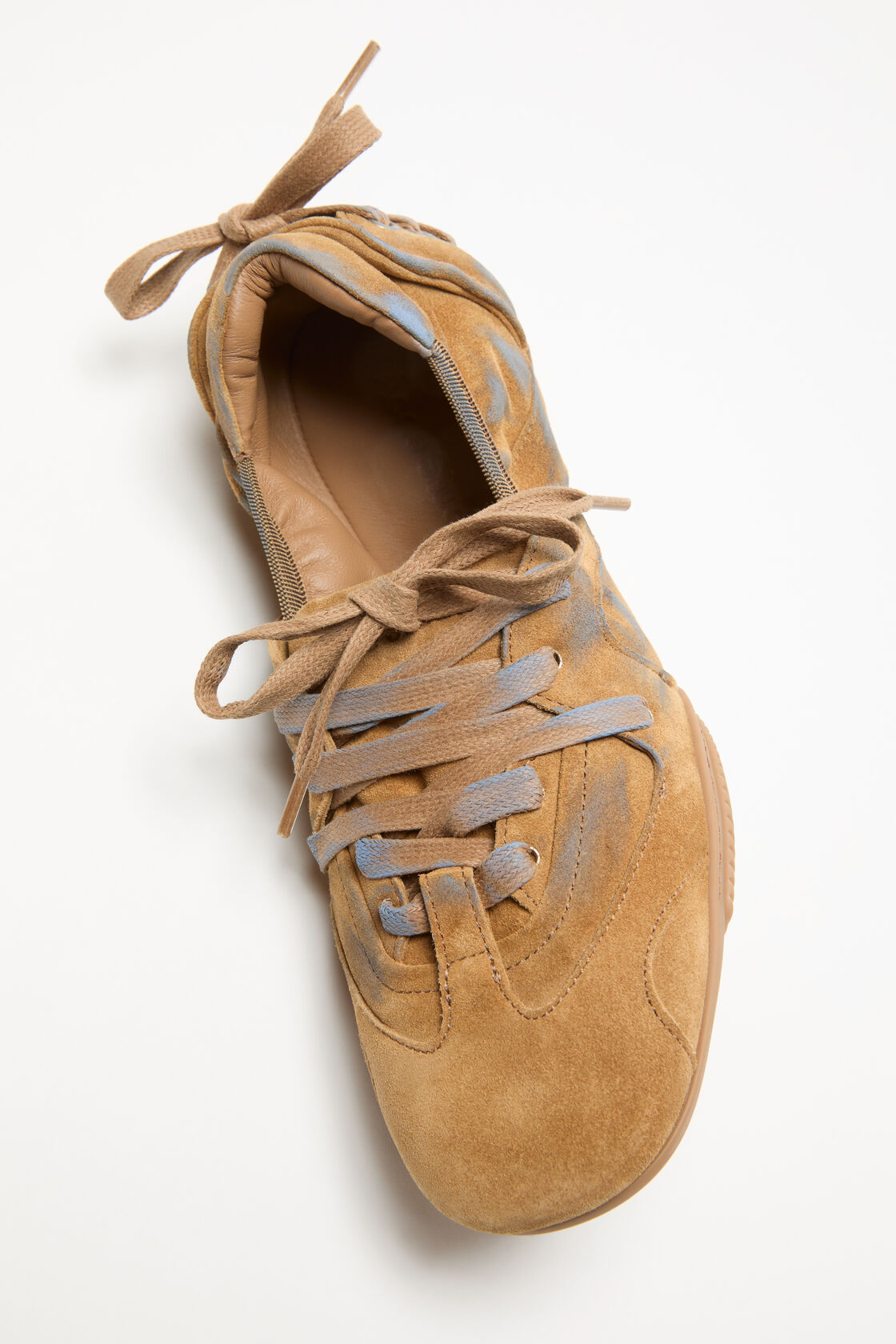 Lace-up suede shoes, Beige/blue, 2000x