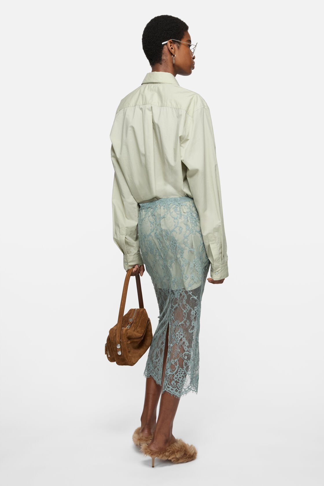 Layered shirt dress, Eucalyptus green, 2000x