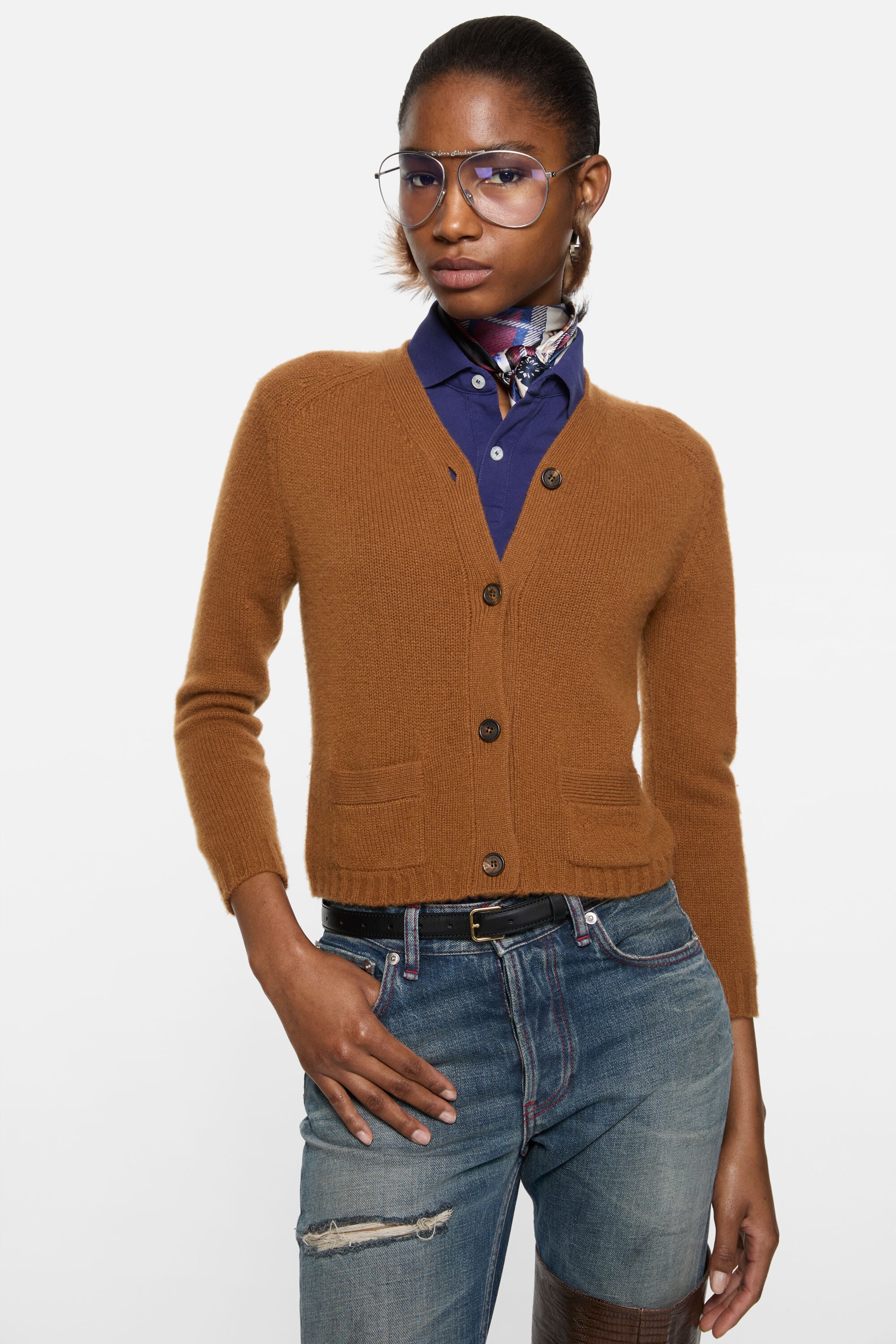 Acne Studios - Cashmere V-Neck Cardigan - Mid brown