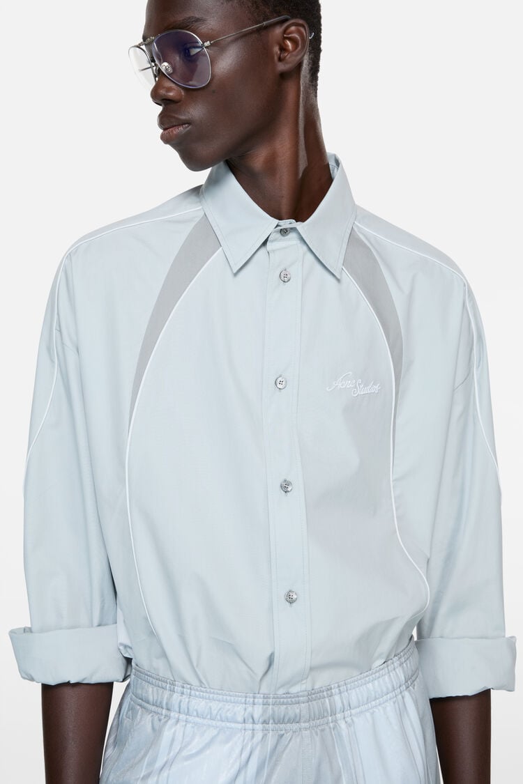 Embroidered logo button-up shirt