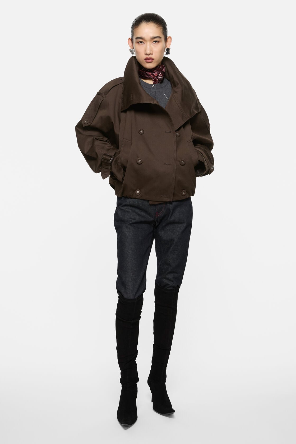 Short trench coat, Chestnut brown, 2000x