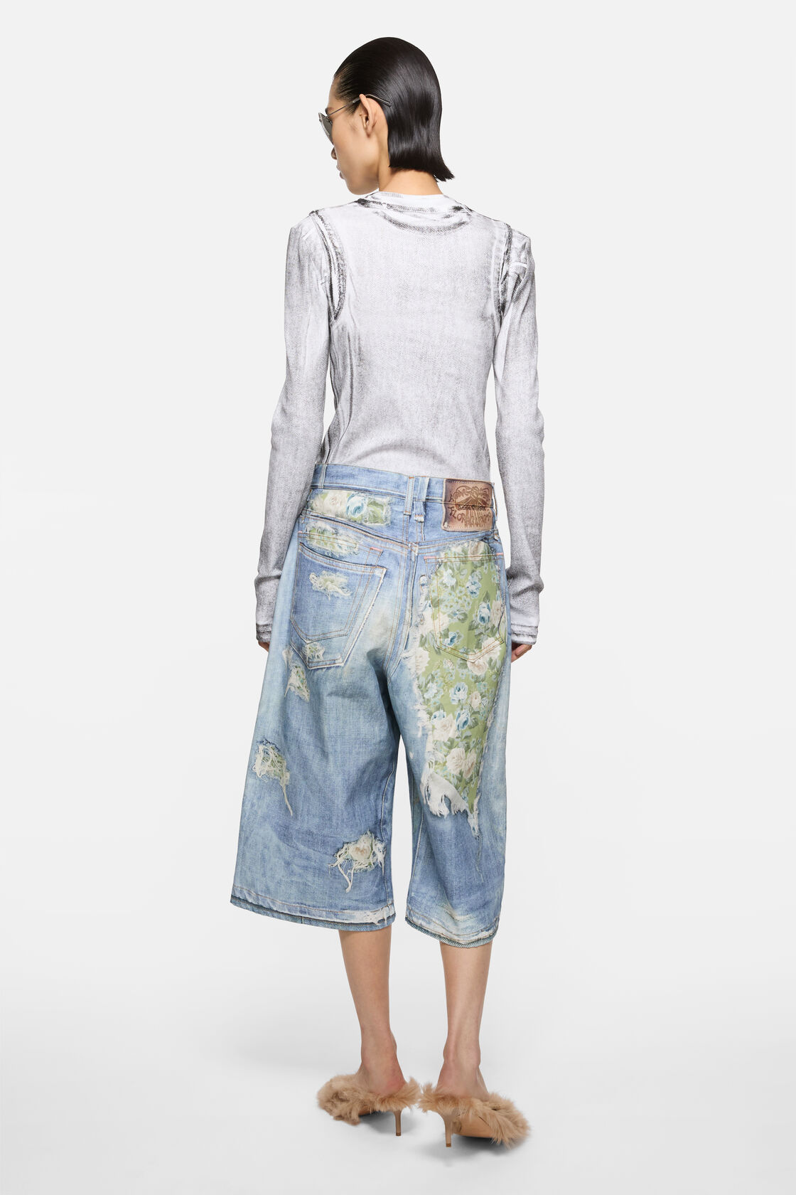 错视效果牛仔短裤, 蓝色/绿色, 2000x