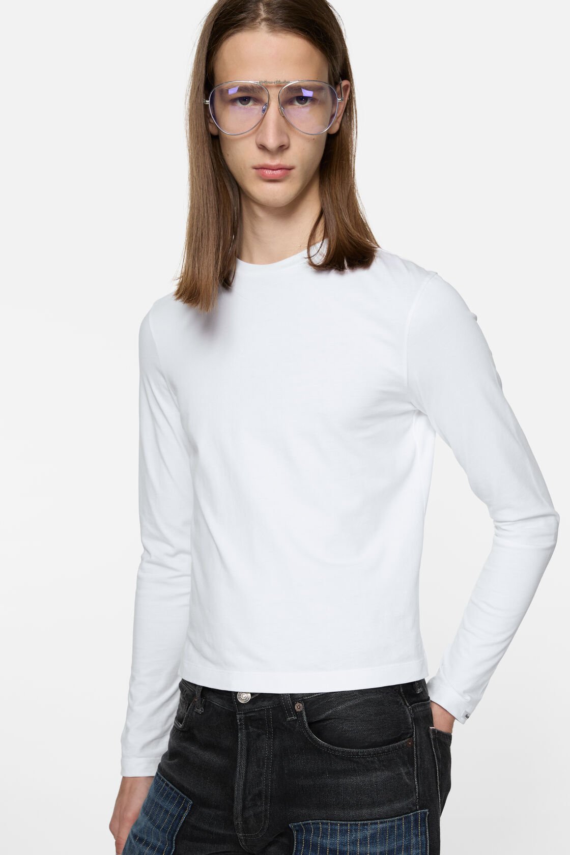 Satin label t-shirt - regular, Optic White, 2000x