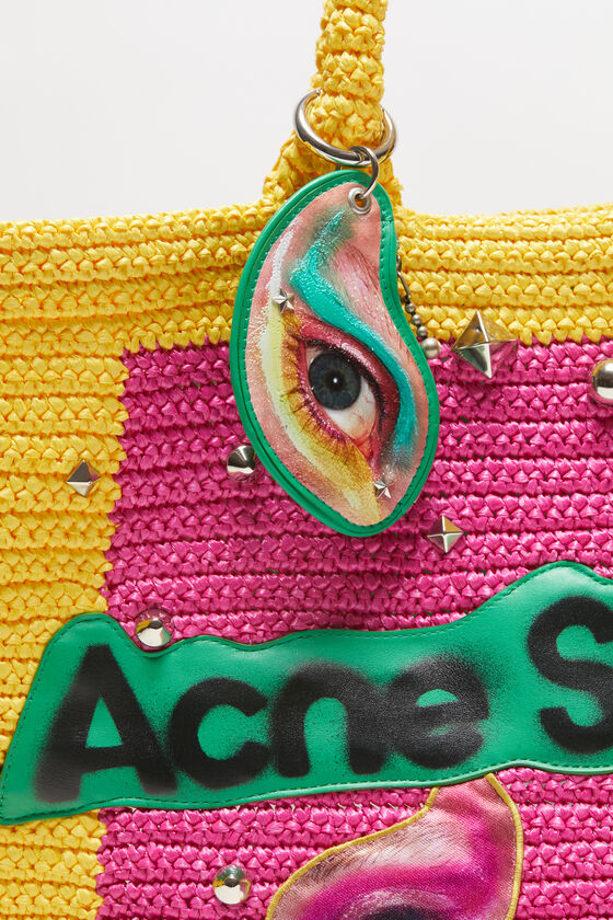 Acne Studios - Logo stud tote bag - Pink/yellow