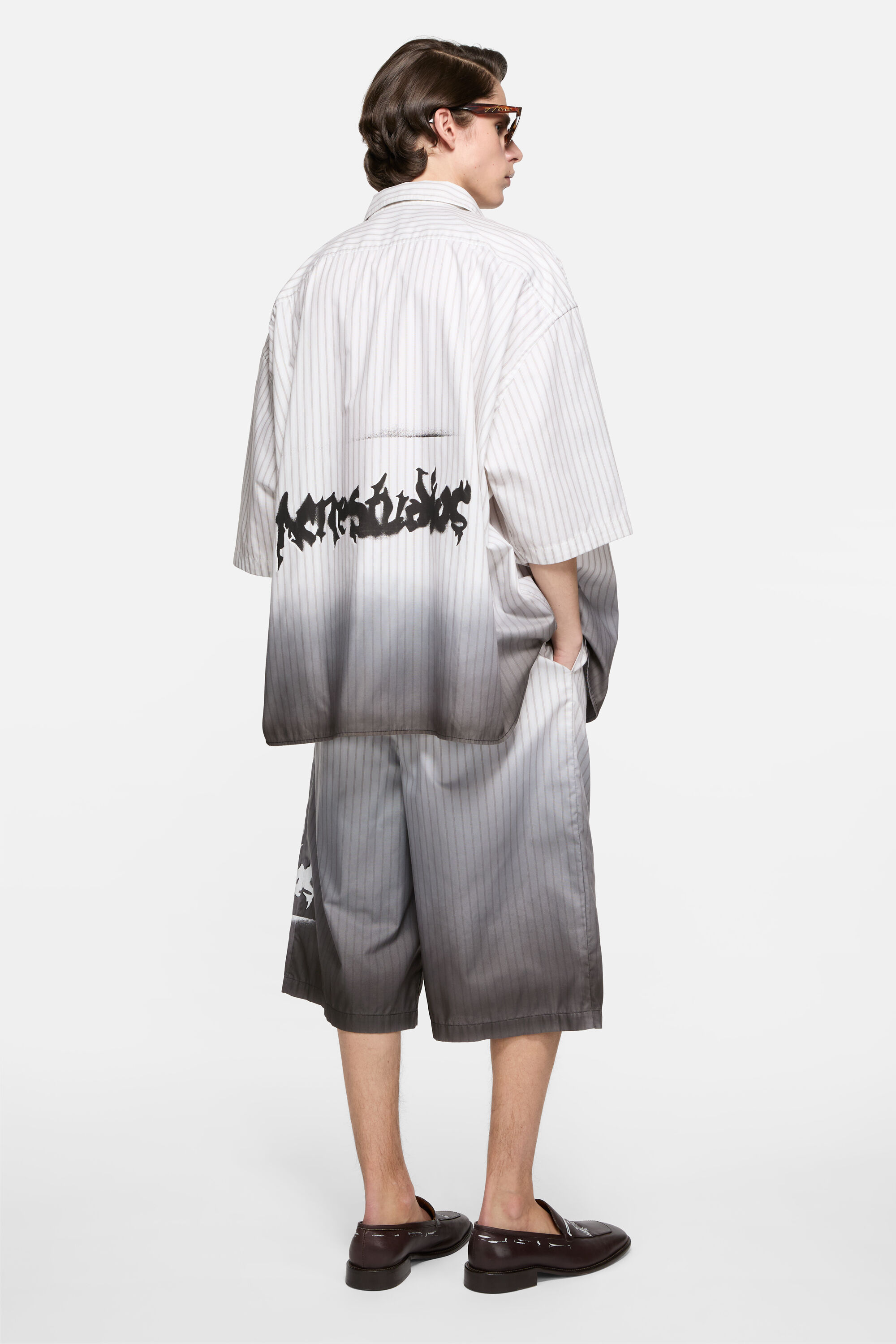 専用別注DEPATING TEEホワイト・ブラックXL Acne Studios - ディップダイボタンアップシャツ - ホワイト/ブラウン