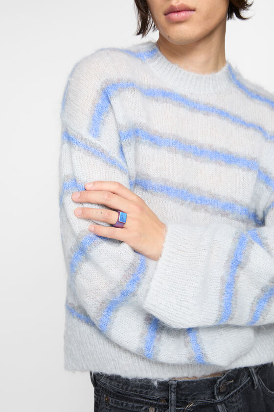 Acne Studios - Logo engraved signet ring - Silver blue