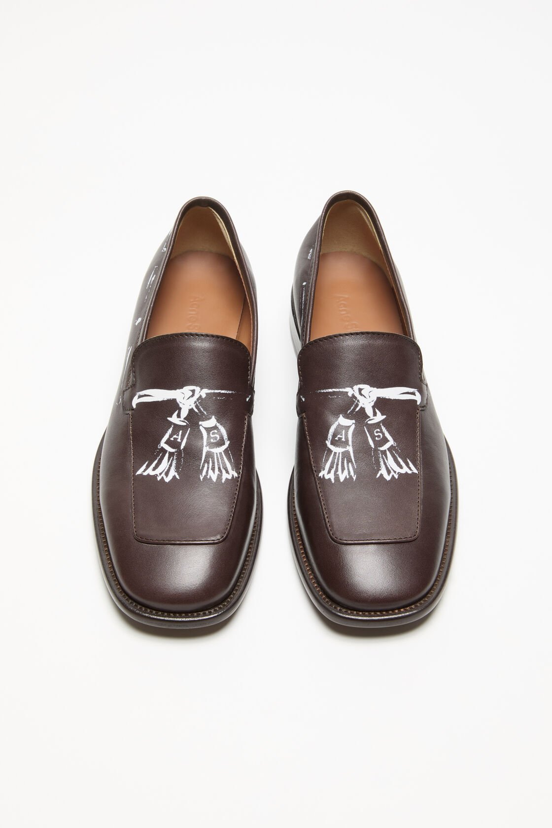 Printed leather loafers, Dark brown, 2000x