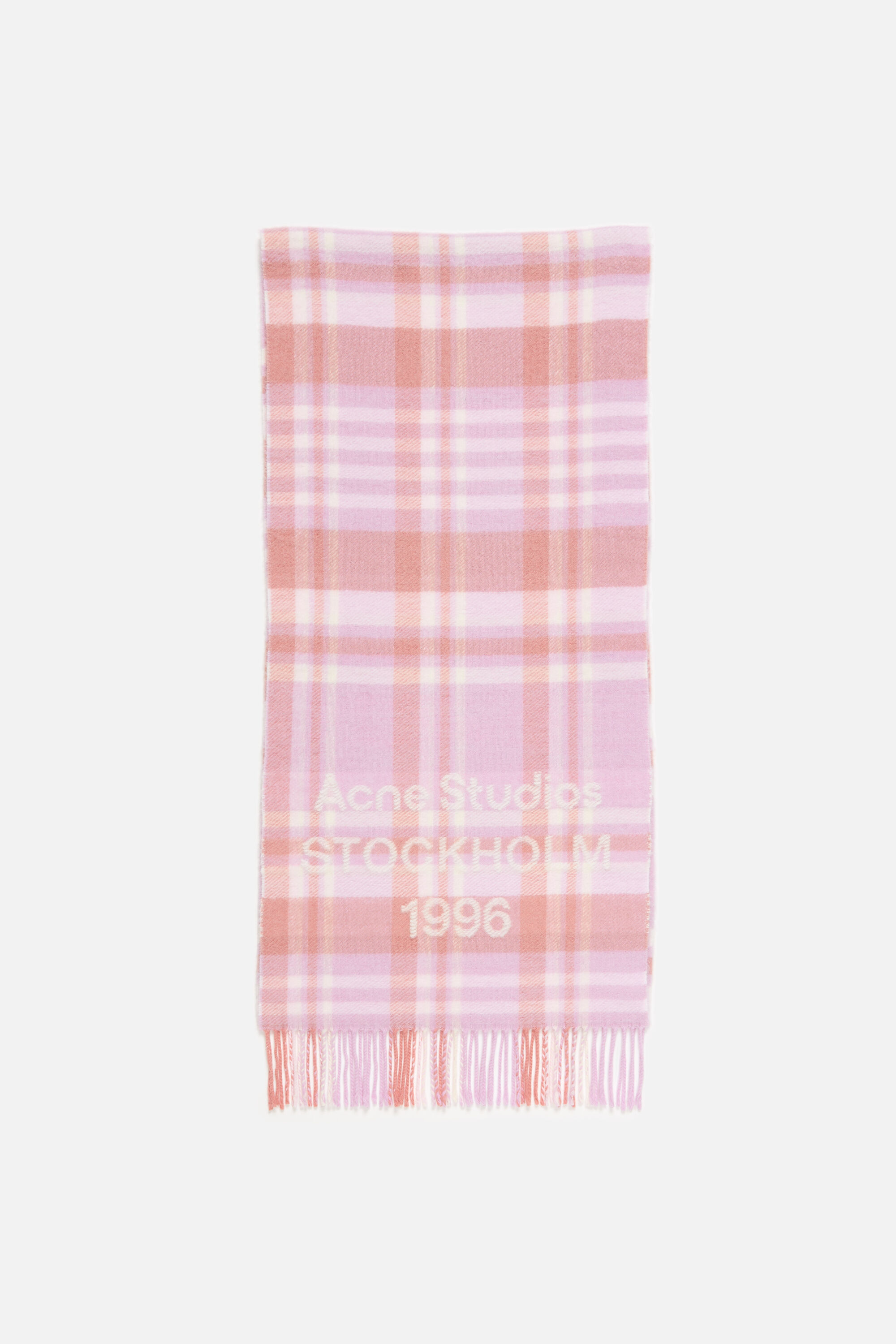 Acne Studios - Check logo scarf - Wide - Pink/Fuchsia