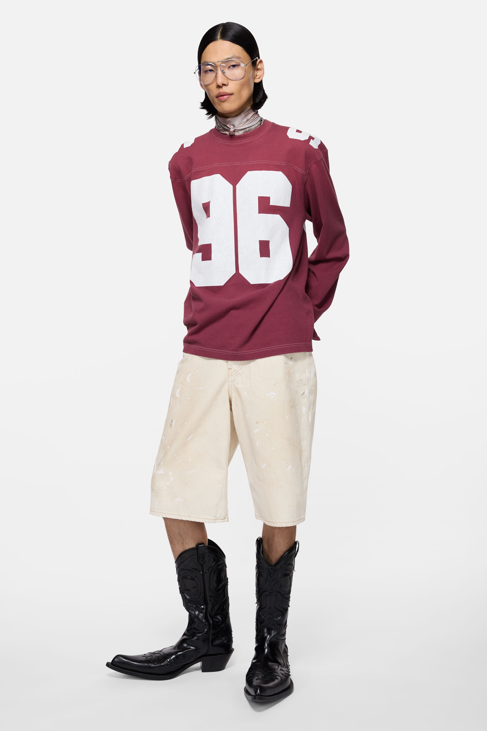 Acne Studios - Stained denim shorts - White