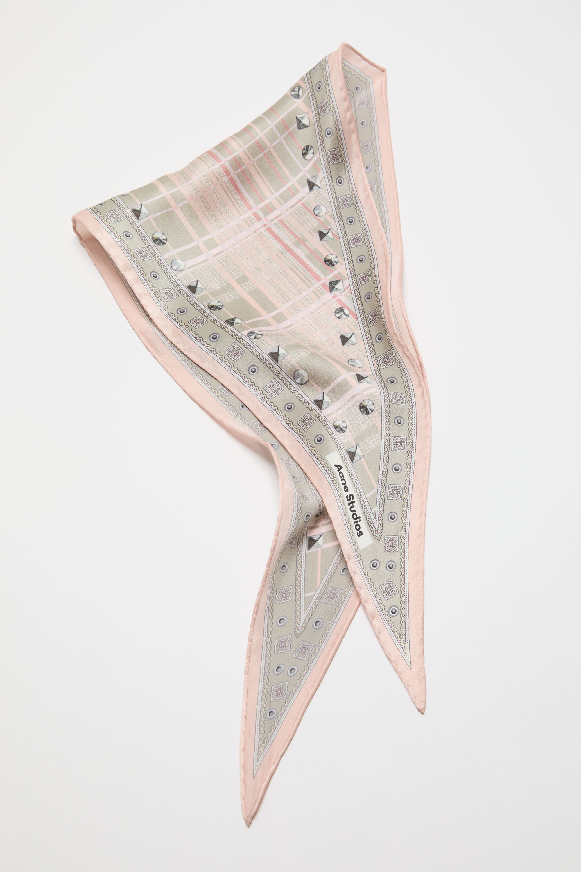 Acne Studios - Checkered silk bandana - Pink/taupe