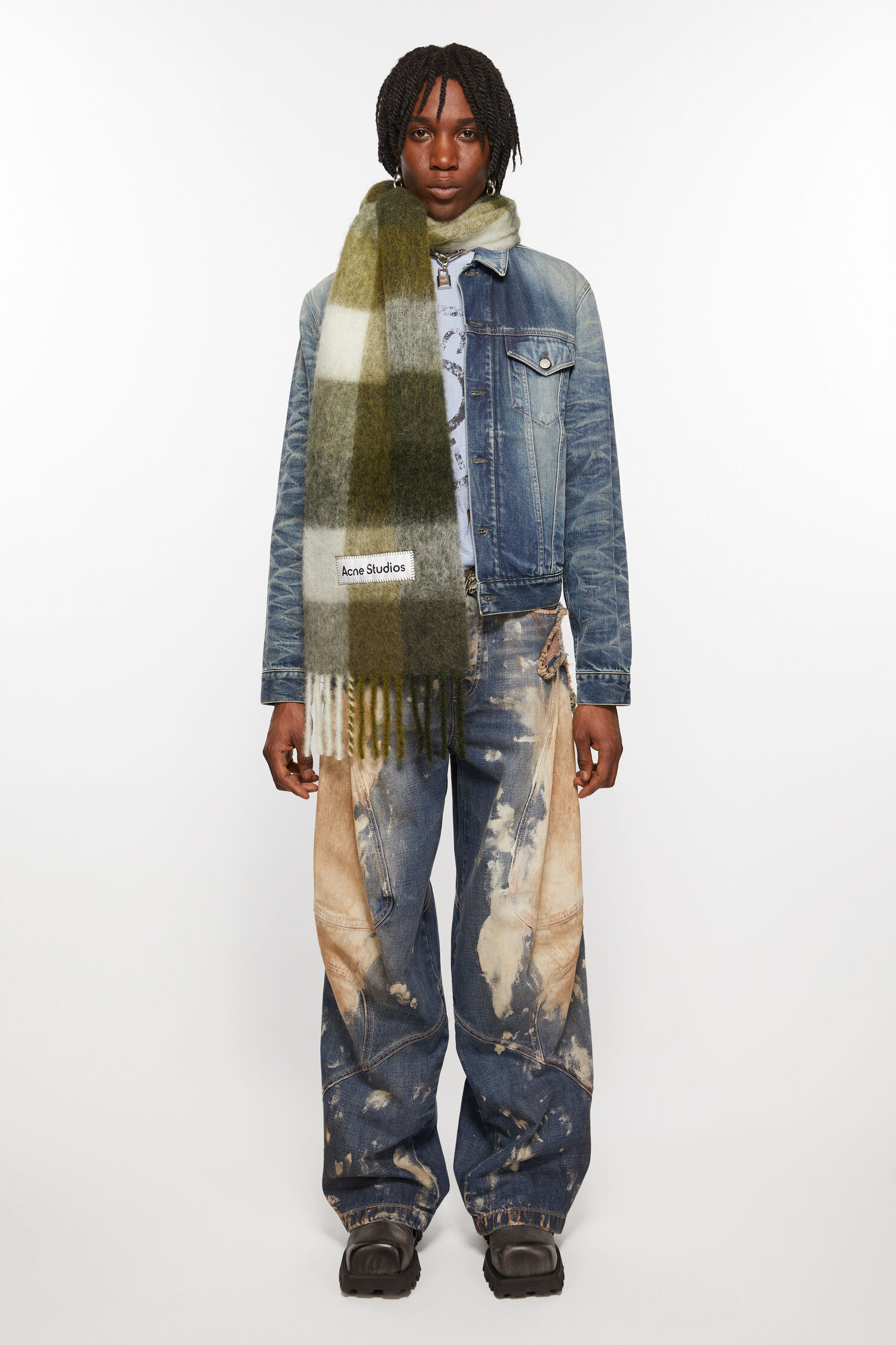 Acne Studios Multicolour Check Mohair Scarf