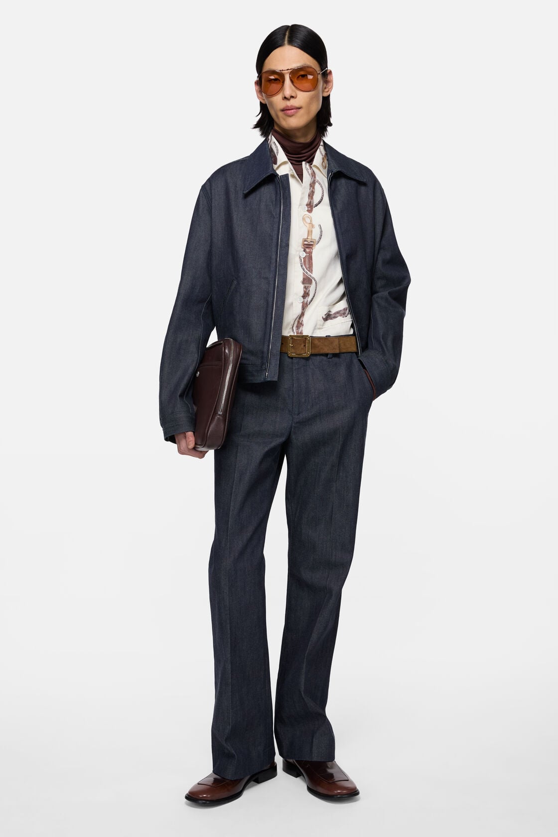 Branded selvedge denim trousers, Indigo blue, 2000x