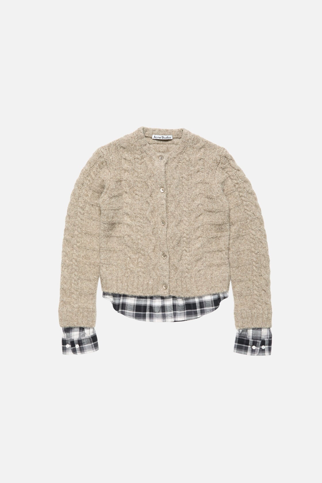 Cable knit cardigan, Medium beige, 2000x