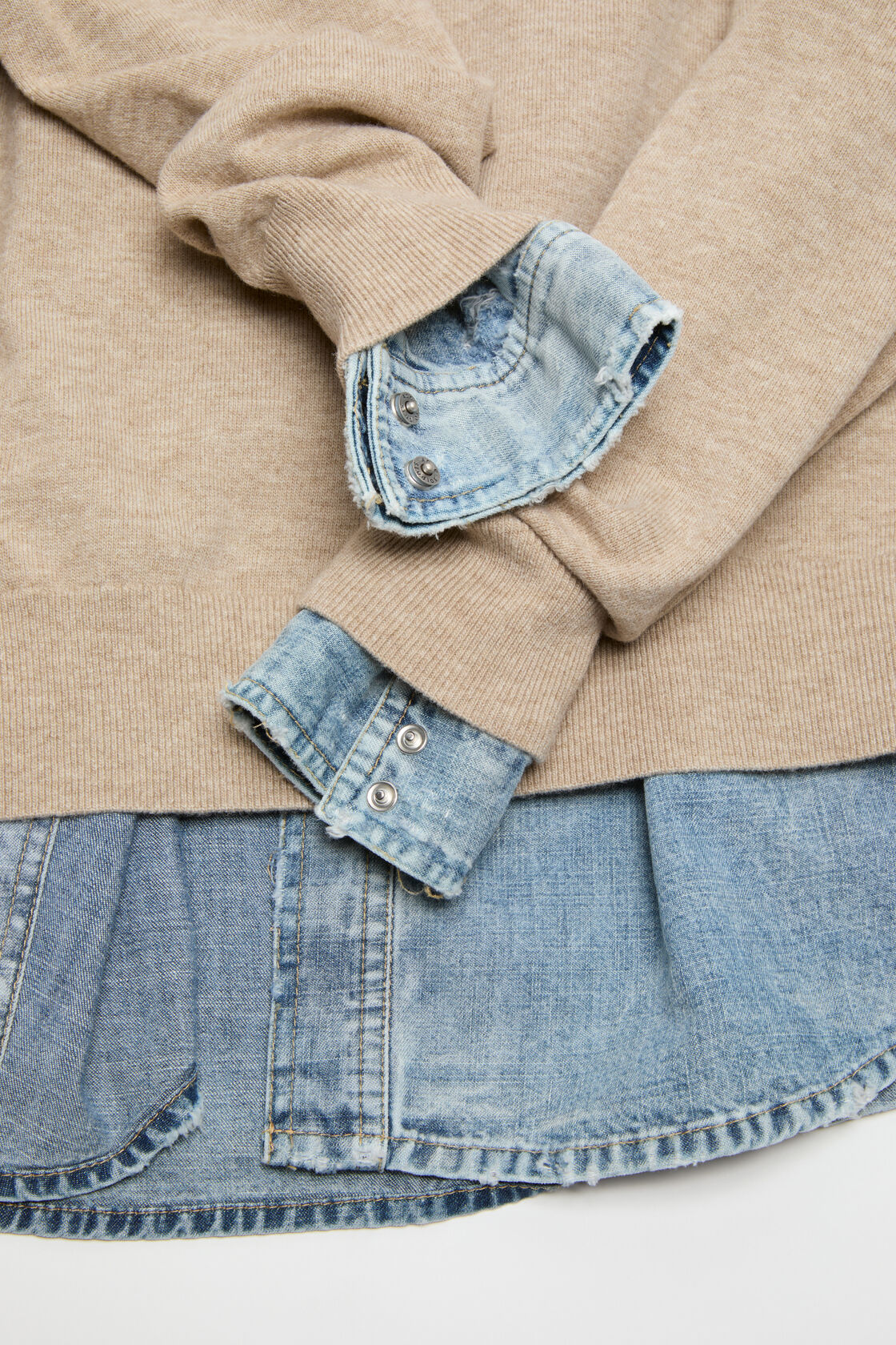 假两件羊毛套头衫, 米色, 2000x