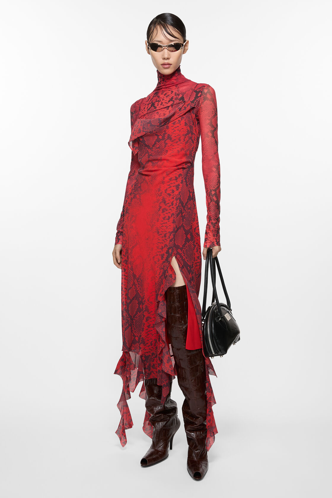 Ruffle strap dress, Fire red, 2000x