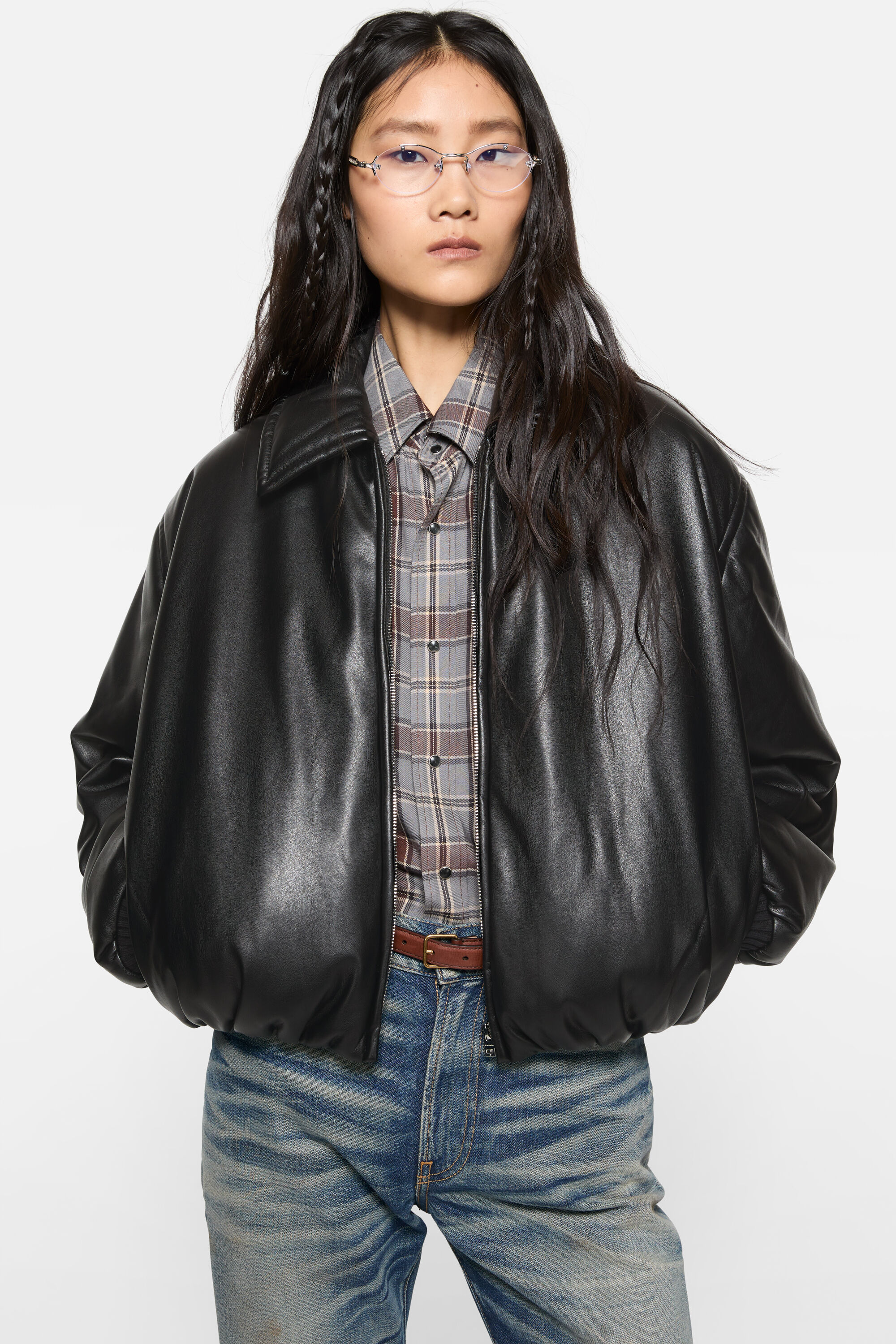 Acne Studios - フェイクレザーボンバージャケット - ブラック