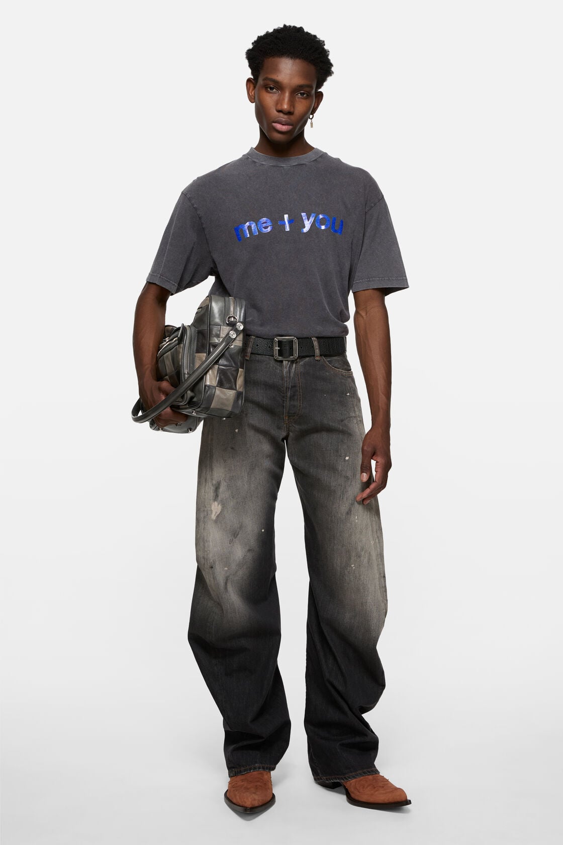 Glitter graphic t-shirt, Faded black, 2000x