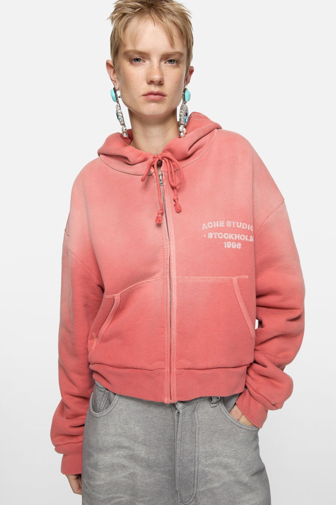 Sprayed zip hoodie, Red, 2000x