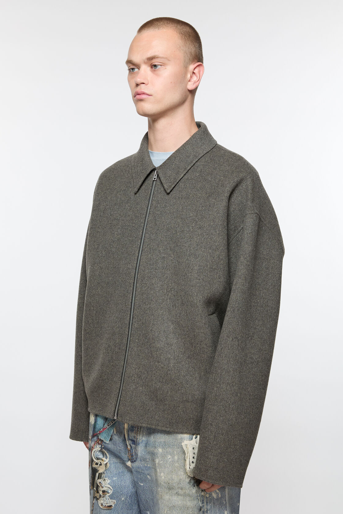 Wool zipper jacket, Graphite grey, 2000x