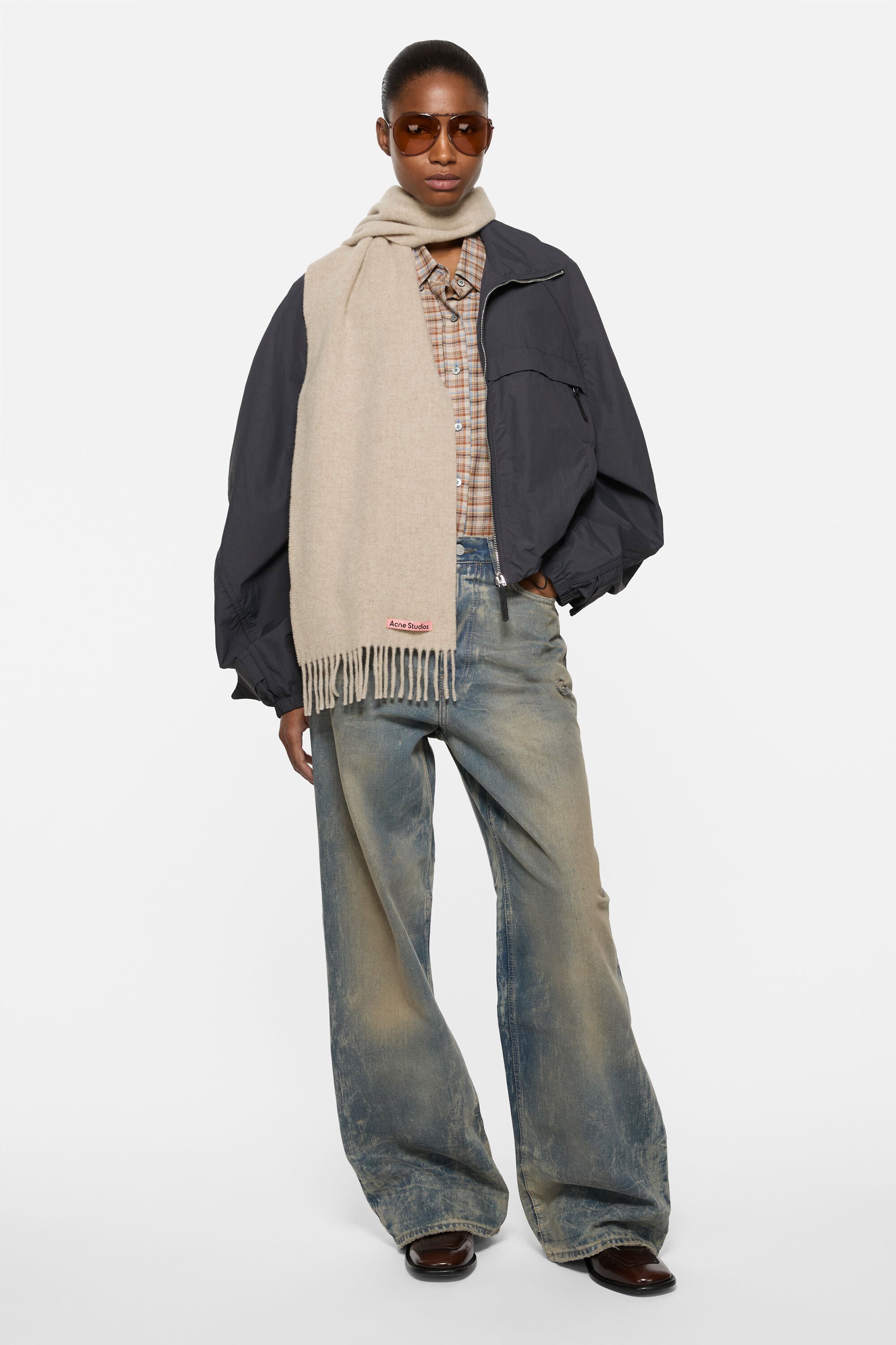Acne Studios - フリンジウールスカーフ - スキニー - オートミール