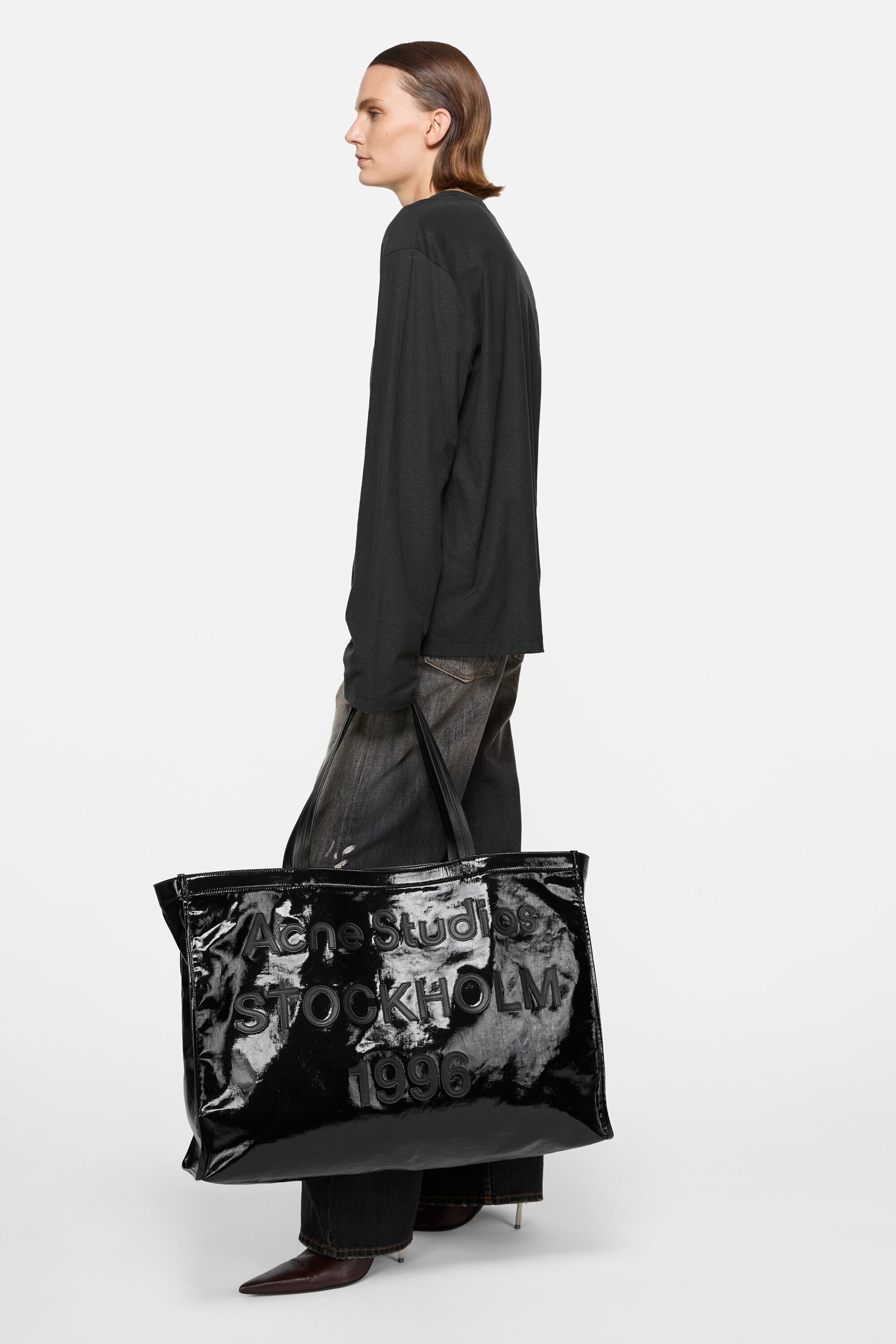 Acne Studios 黒トートバッグ Acne Studios - ロゴ ショルダートートバッグ - ブラック