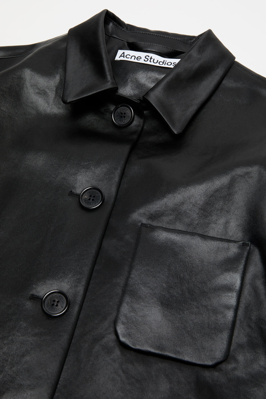 緞面標誌外套式襯衫, 黑, 2000x