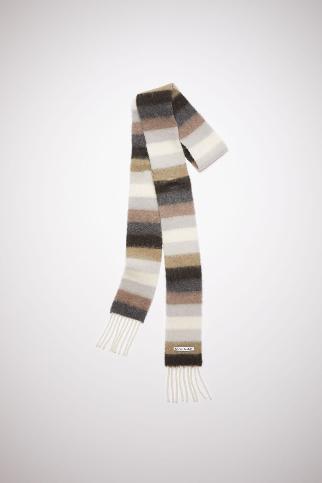 Stripe alpaca wool scarf, Olive green/grey, 2000x