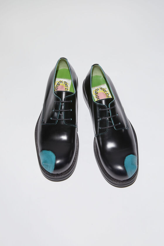 Acne Studios - Leather derby shoes - Turquoise blue/black