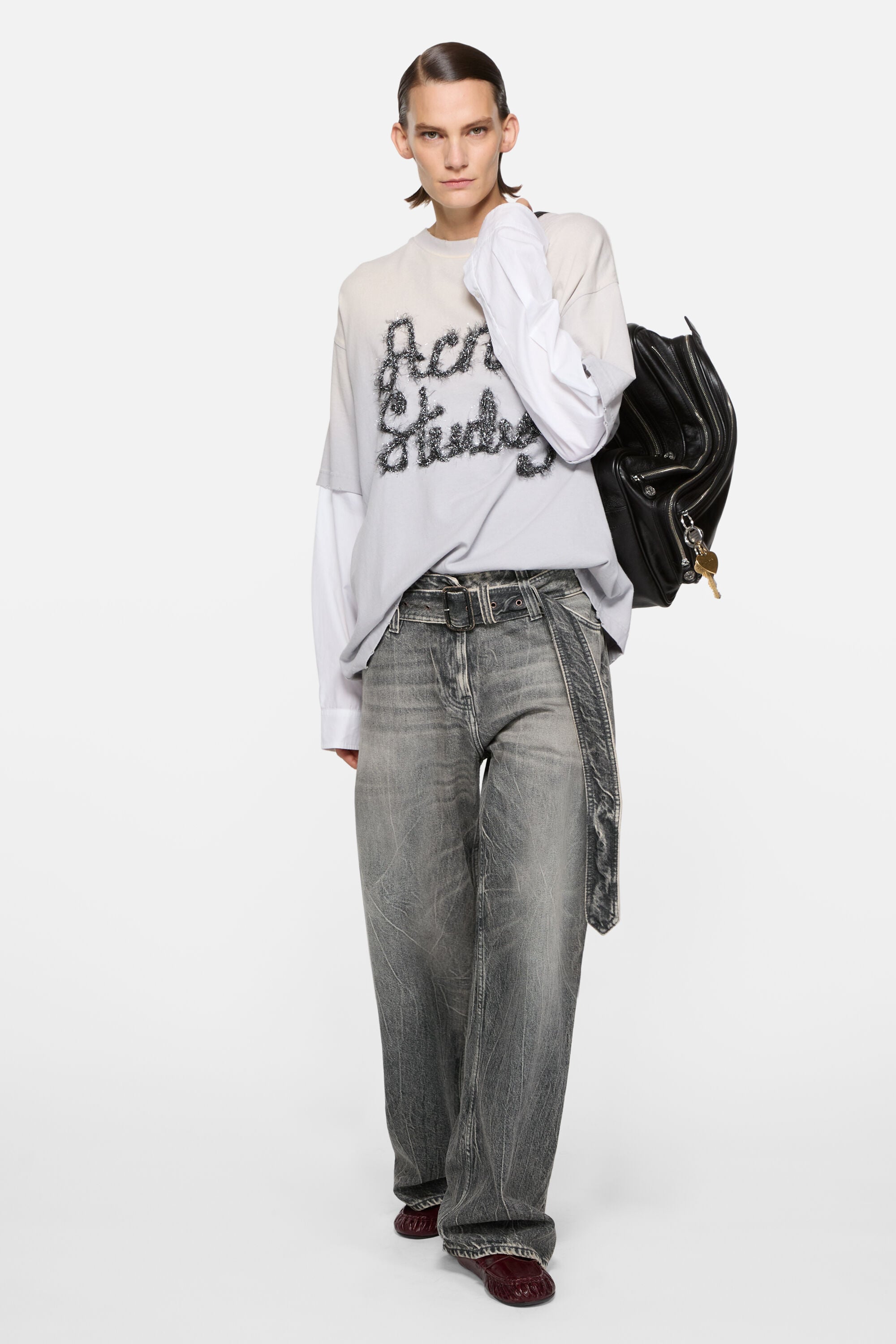 Acne Studios - Belted jeans - Relaxed fit - Washed Black