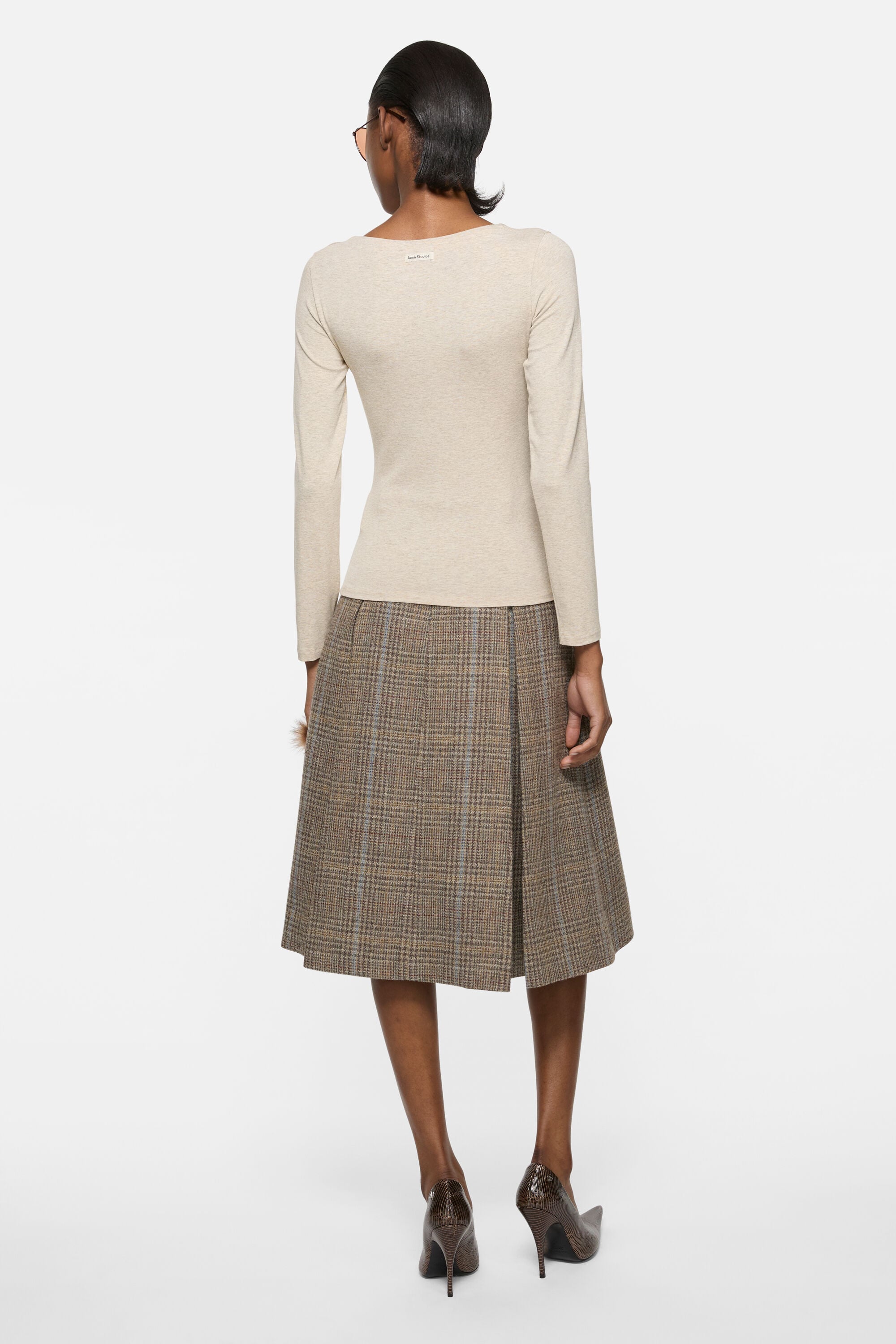 Acne Studios - Jersey t-shirt with bow - Beige melange