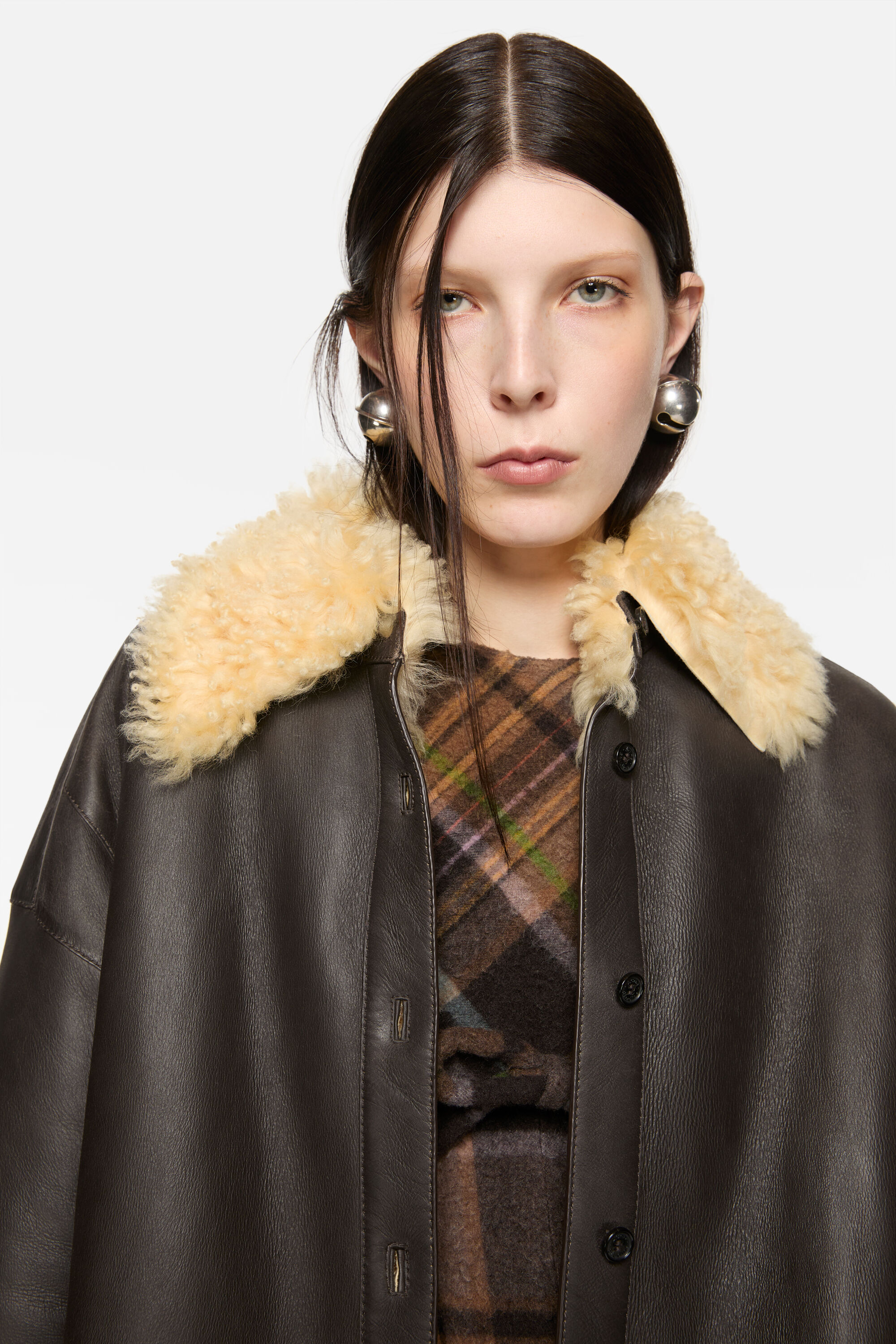 Acne Studios - Shearling shirt jacket - Coffee brown/pale yellow