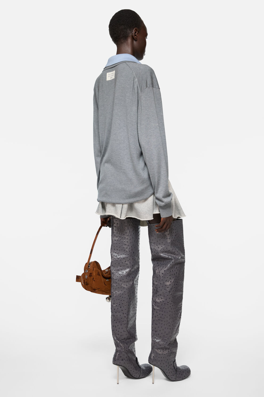 Layered silk jumper, Sky blue/light grey melange, 2000x