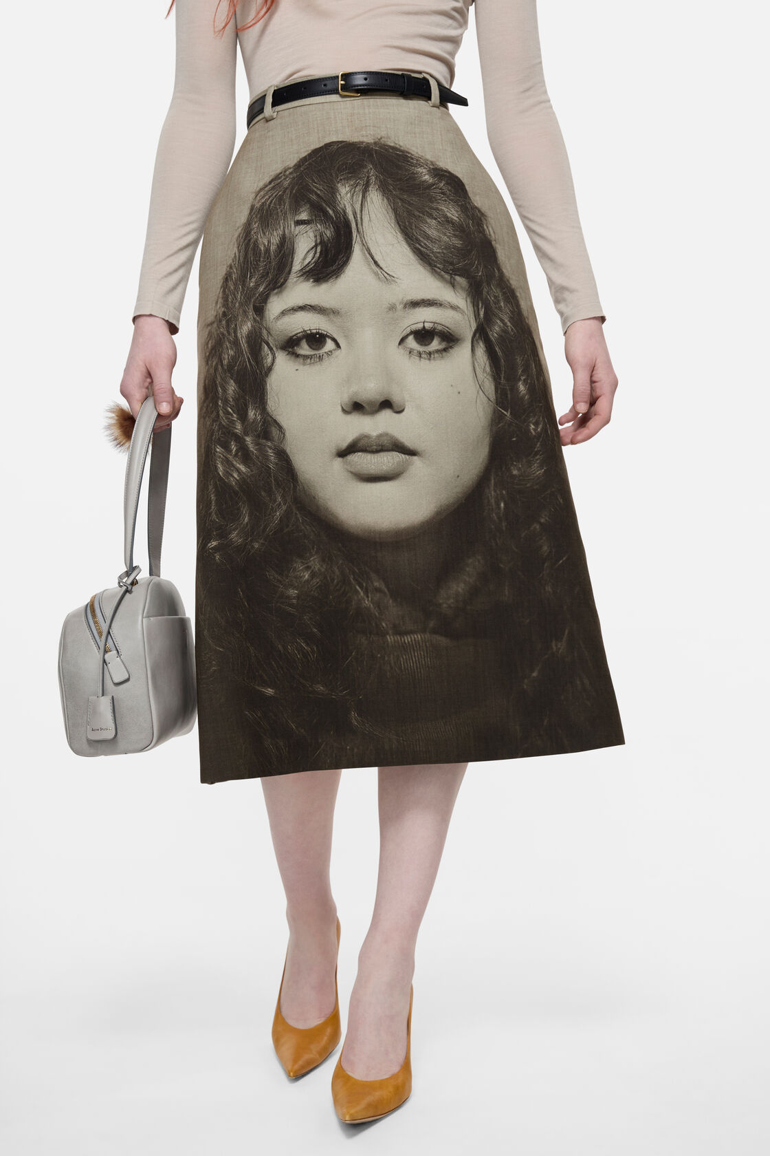 Printed wool skirt, Faded taupe/black, 2000x