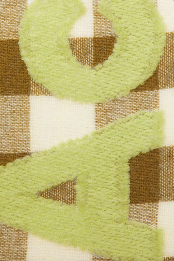 Acne Studios - チェックロゴスカーフ ‐ ナロー - カーキ/グリーン 