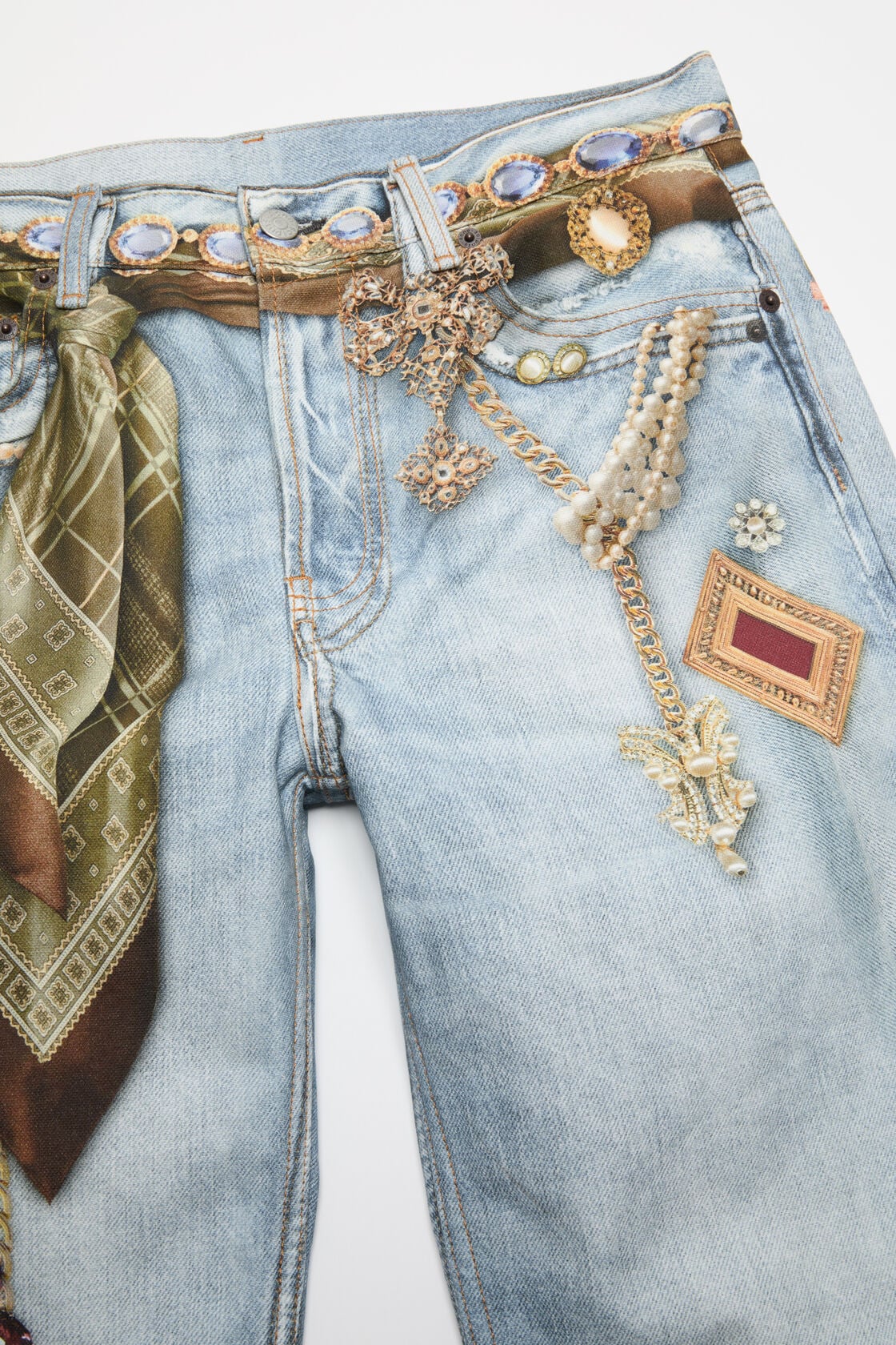 Printed cotton canvas jeans, Light blue, 2000x