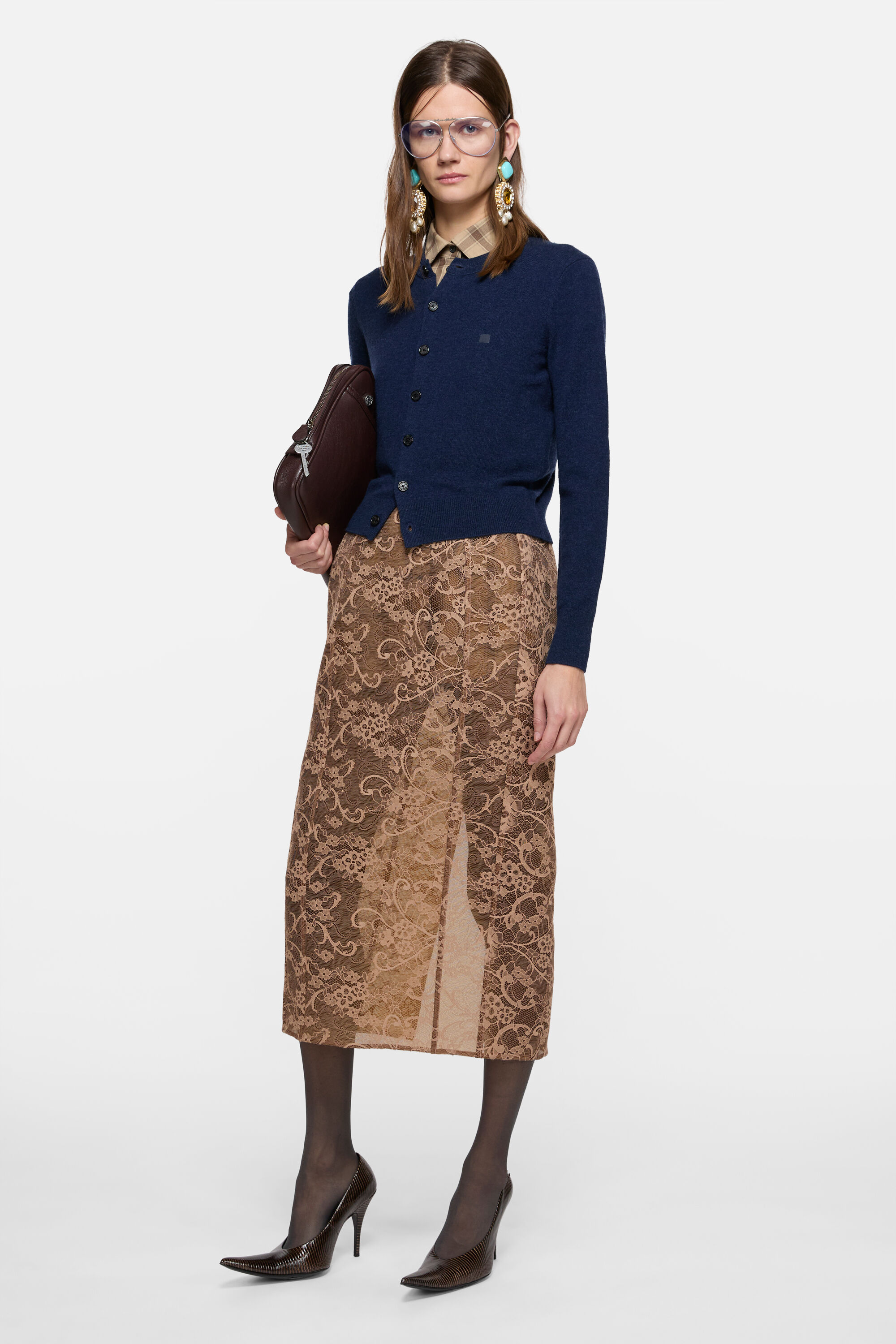 Acne Studios - フィットカーディガン - ヤクウール - ネイビーメランジ