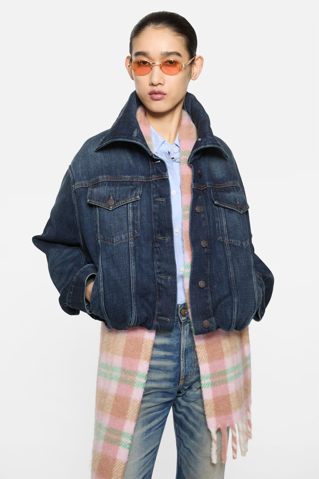 Cropped denim jacket, Dark Blue, 2000x