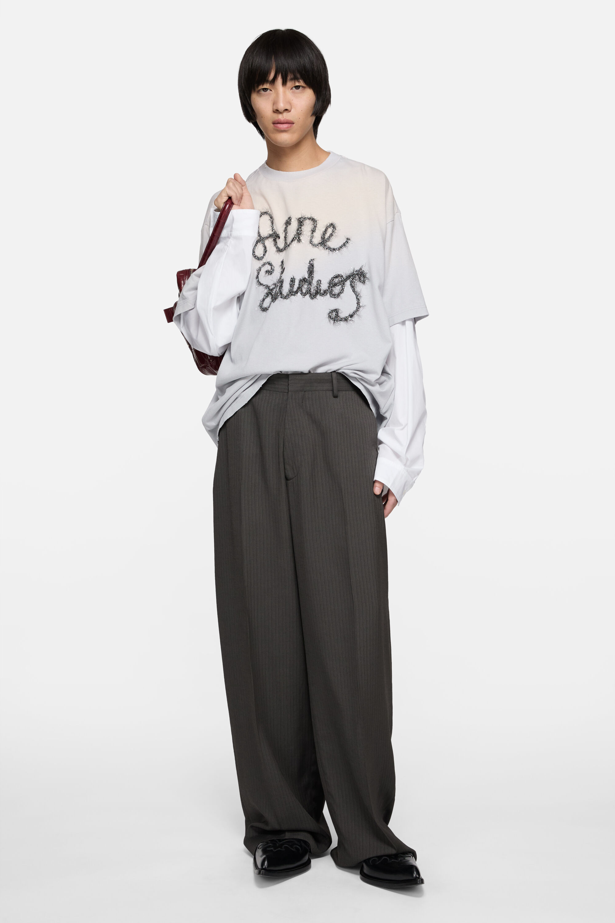 Acne Studios - レイヤードロゴTシャツ - ライトブルー