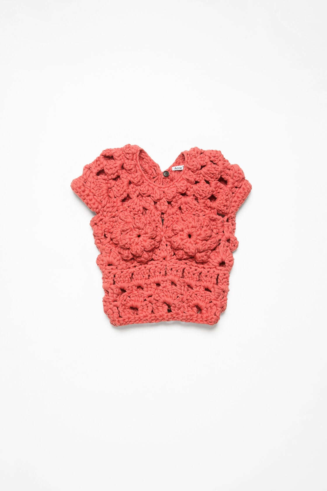 Crochet top, Coral red, 2000x