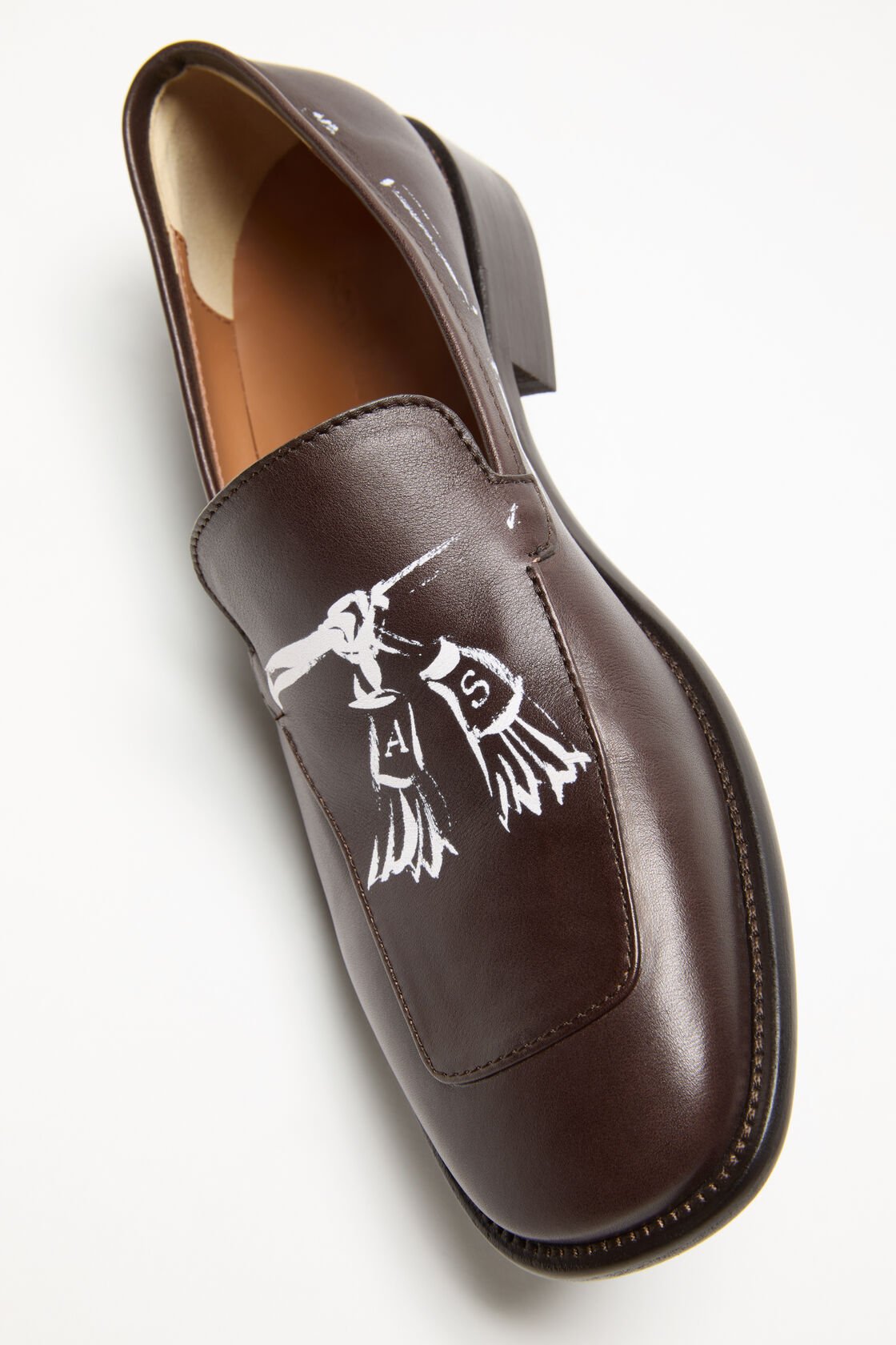 Printed leather loafers, Dark brown, 2000x