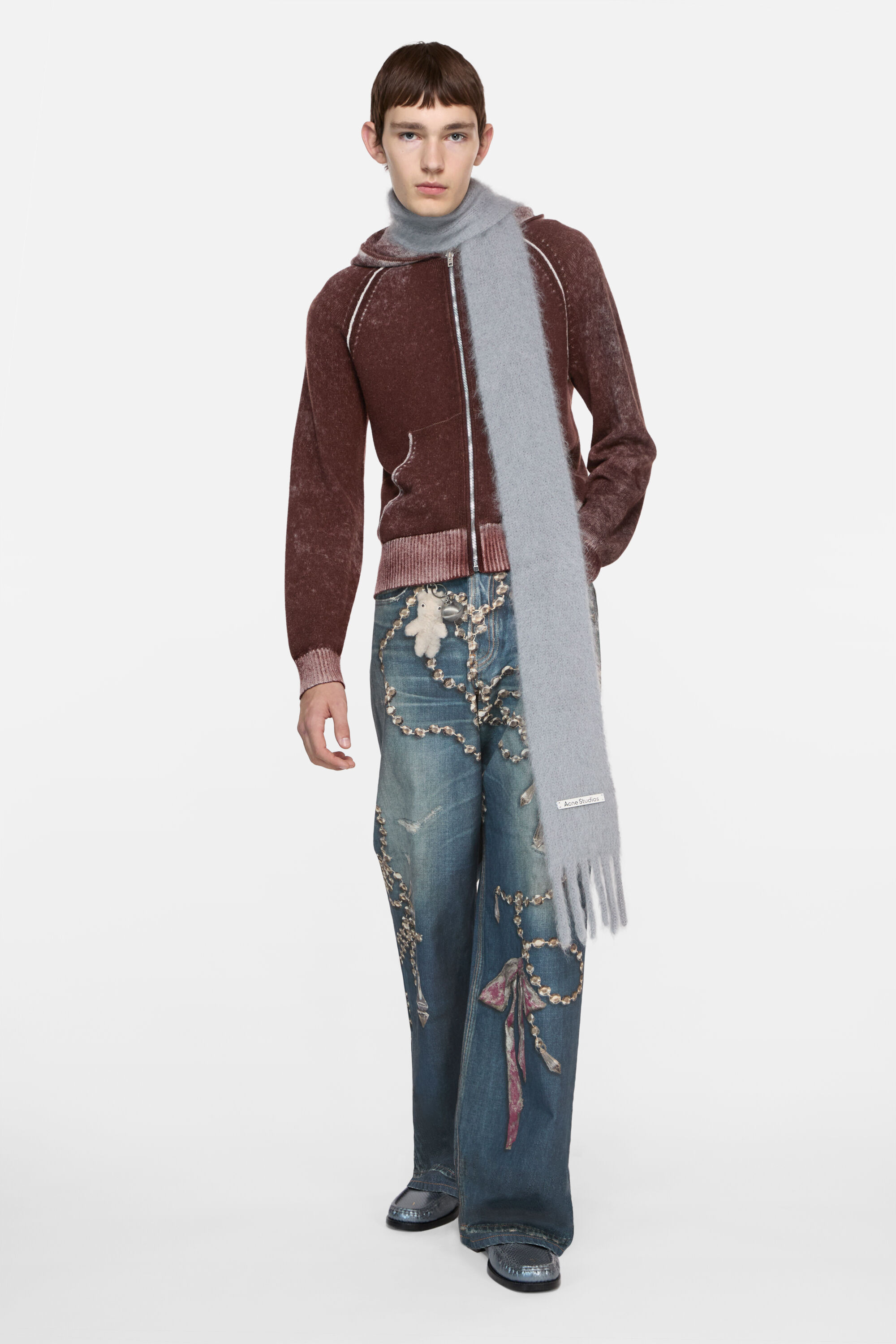 Acne Studios - Hooded zipper sweater - Dark burgundy