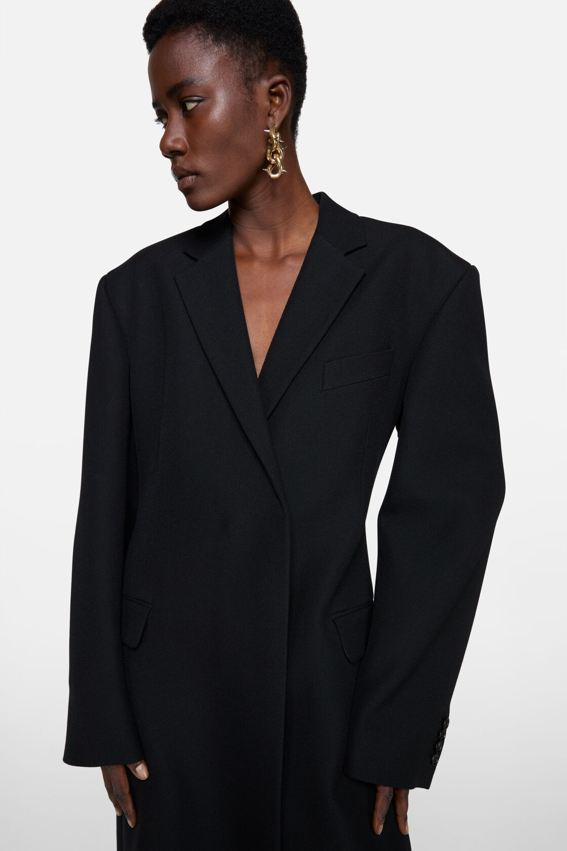Double-breasted wool coat, Black, 2000x